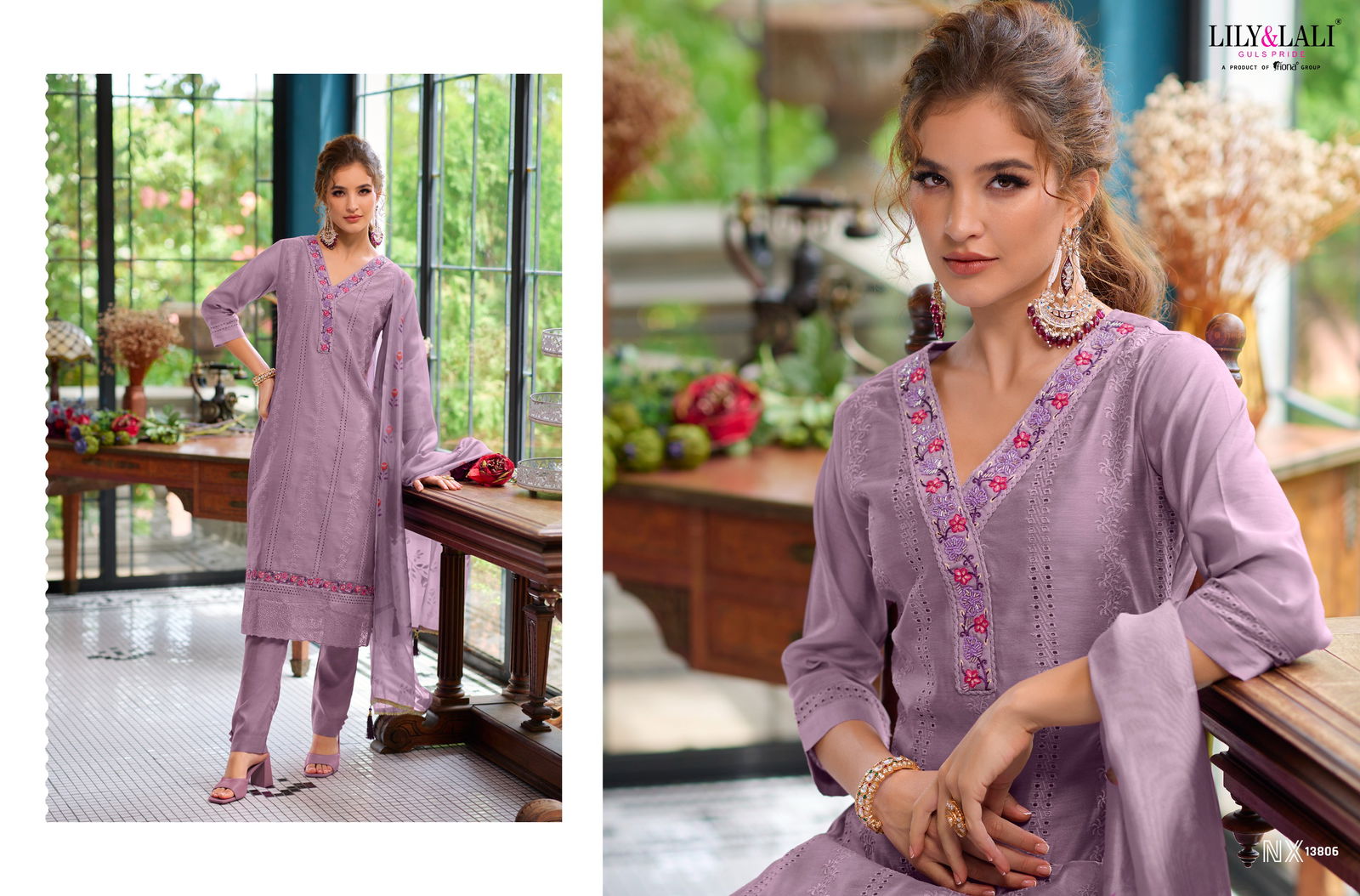 Lucknowi Nx By Lily And Lali Chanderi Silk Readymade Suits Catalog